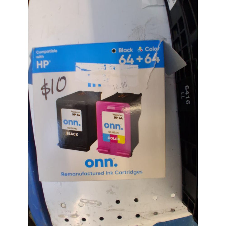 Onn. INHPCL100014173 HP 64 Black and 64 Tri-Color Remanufactured Ink  2 Cartridges