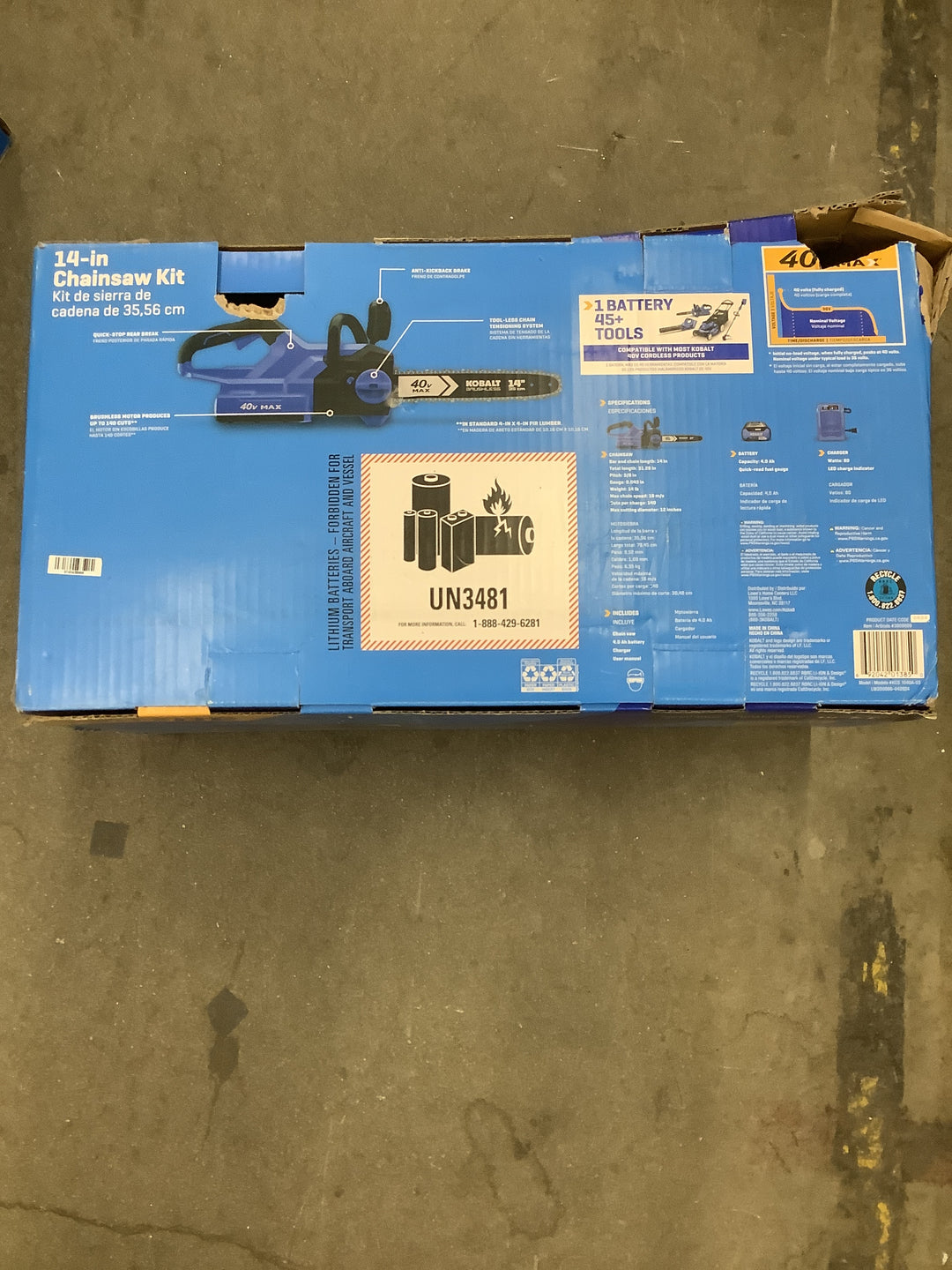 K40V 14IN CHAINSAW 4AH KIT