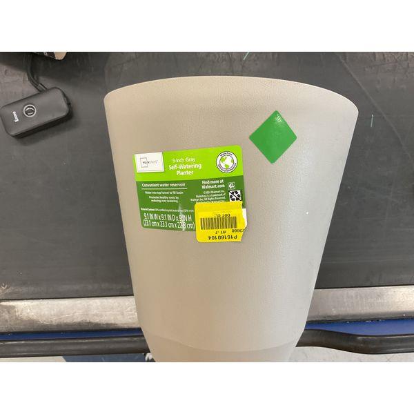 Mainstays 9-Inch Gray Self-Watering Planter - Convenient Water Reservoir