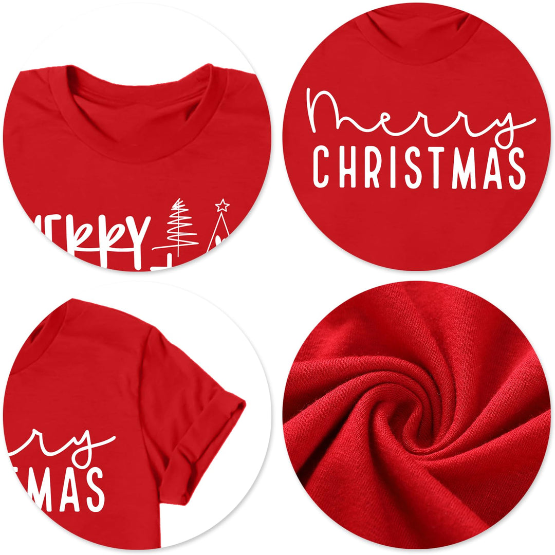 Christmas Shirts Women Merry and Bright Tshirts Xmas Graphic Print Short Sleeve Bleached Tees Holiday Top Retail $17.00