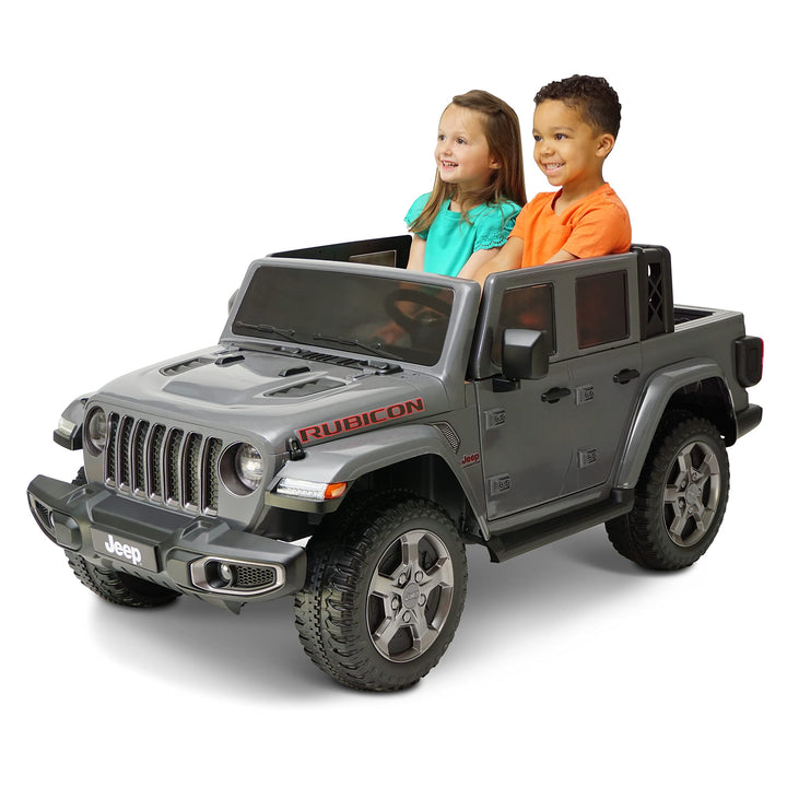 Hyper Jeep Gladiator 12V Kids Ride On Car, 2 Seater with Real Doors & Sound Controls, for Children Aged 3 and Up (Gray)