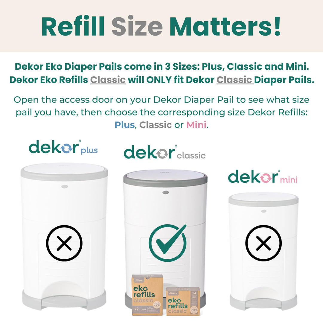 Diaper Dekor Classic Diaper Pail Refills, Most Economical Refill System | Quick & Easy to Replace | No Preset Bag Size Use Only What You Need | Exclusive End-of-Liner Marking, Multicolor