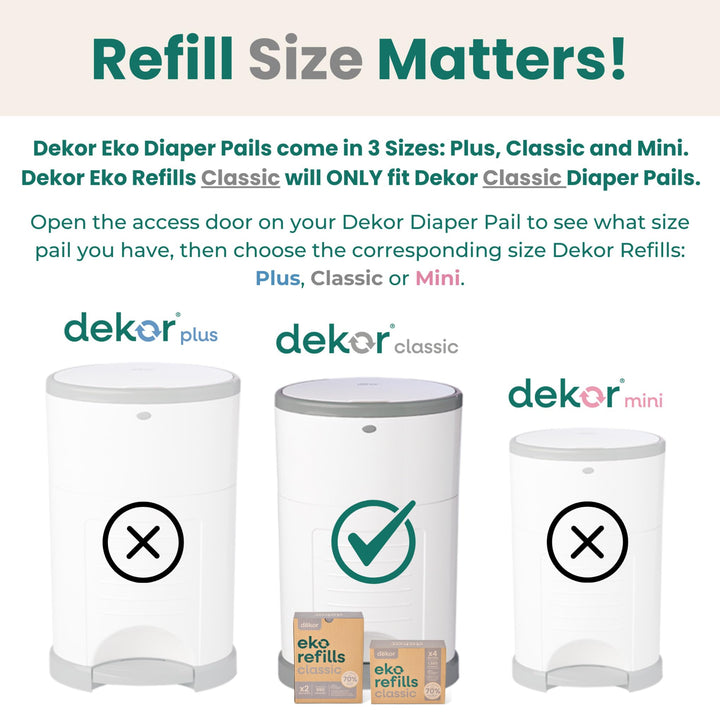 Diaper Dekor Classic Diaper Pail Refills, Most Economical Refill System | Quick & Easy to Replace | No Preset Bag Size Use Only What You Need | Exclusive End-of-Liner Marking, Multicolor