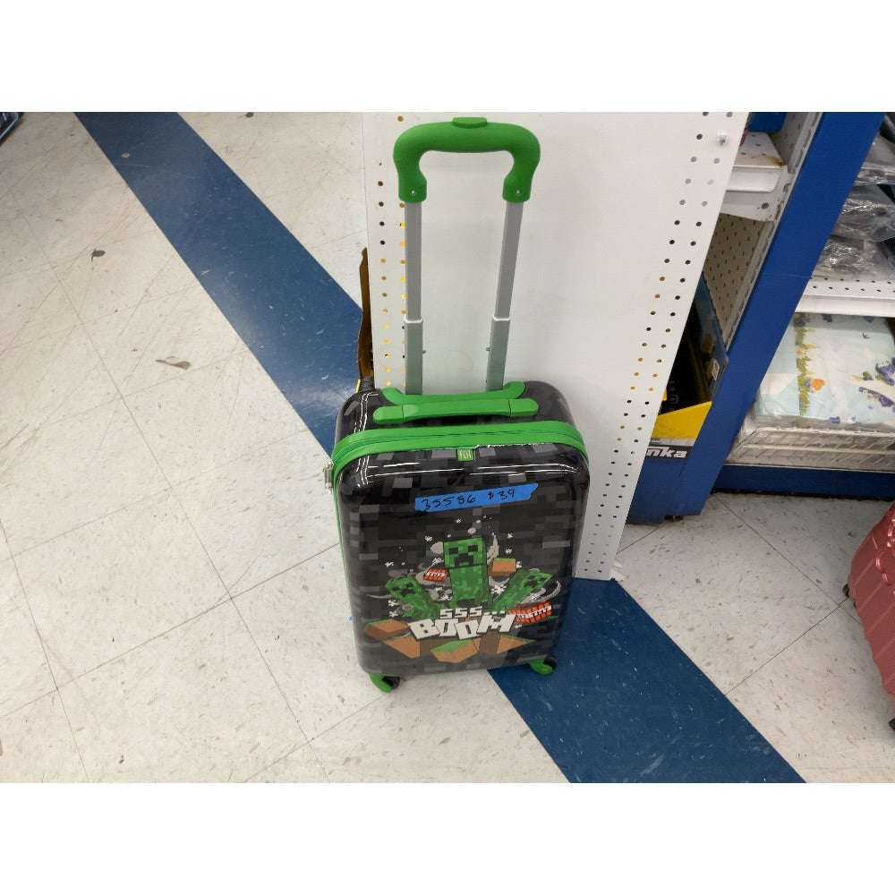 Minecraft Rolling Suitcase - Carry-On Luggage, Green Accents