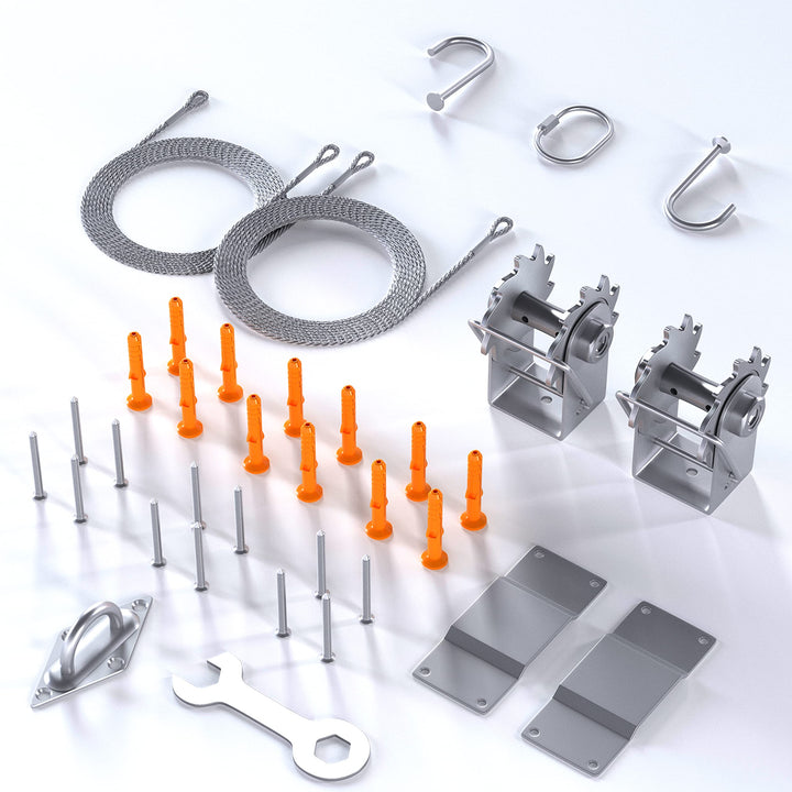 Amgo Hardware Kit Winch Set for Triangle Sun Shade Sails Canopy, Easy-Tensioning, 316 Military-Grade Stainless Steel(Winch + Hardware Kit + Cables)