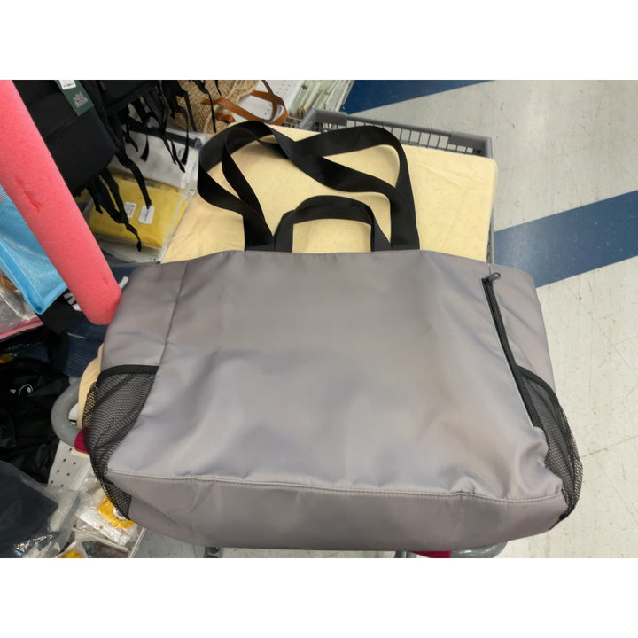 Tote Bag - Gray, Zipper Closure, Mesh Pockets