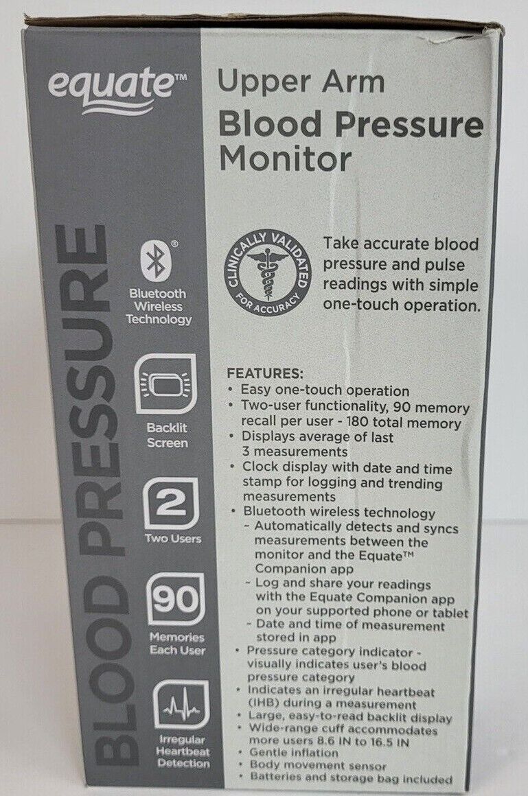 Equate BP-6000 Upper Arm Blood Pressure Monitor with Bluetooth
