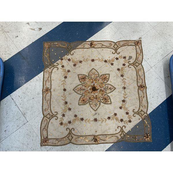 Elegant Beaded Table Topper - Square Floral Design Retail $35.00