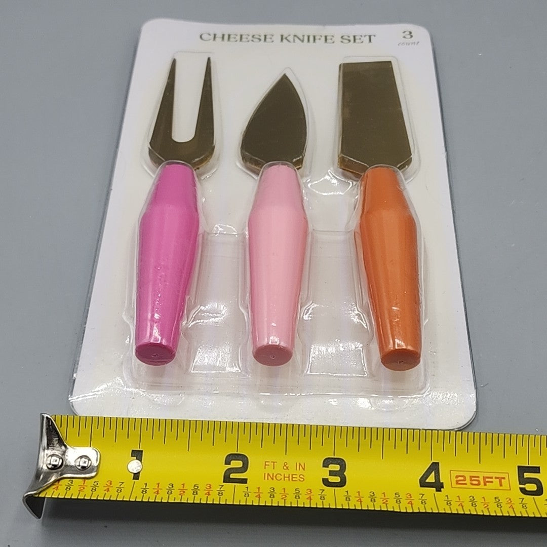 Cheese Knife Set - 3 Pieces with Colored Handles - Hand Wash Only