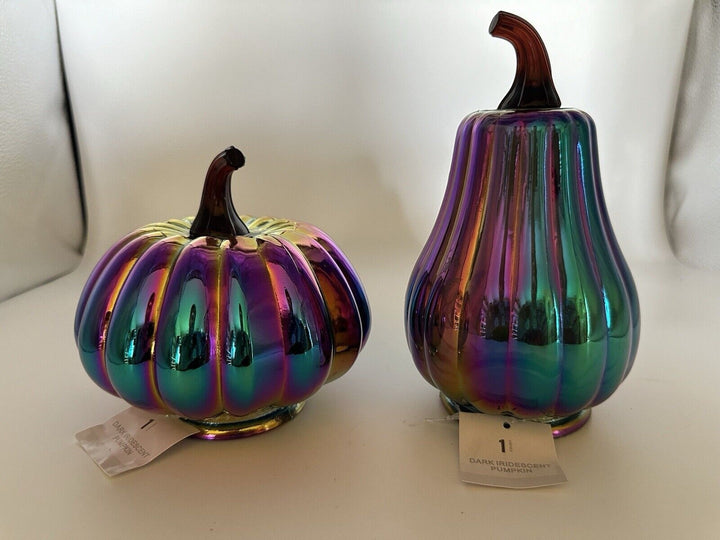 NEW Pair of 2024 Target Bullseye Playground Halloween Iridescent Glass Pumpkins