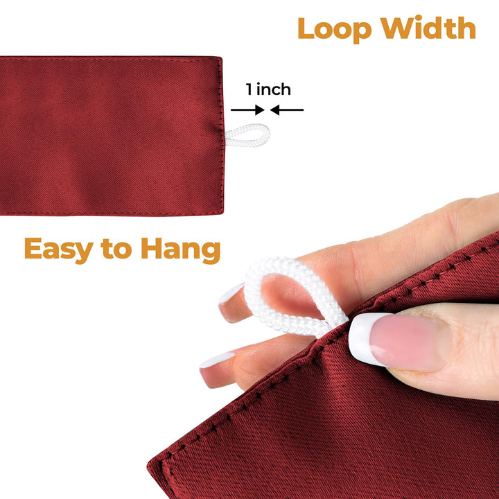 Superior Blackout Curtains, Room Darkening, Bedroom, Drapes, Kitchen, Living Room Window Accents, Sun Blocking, Thermal, 2 Pack, Solid Blackout Curtains, Set of 2, 46" x 63", Sangria