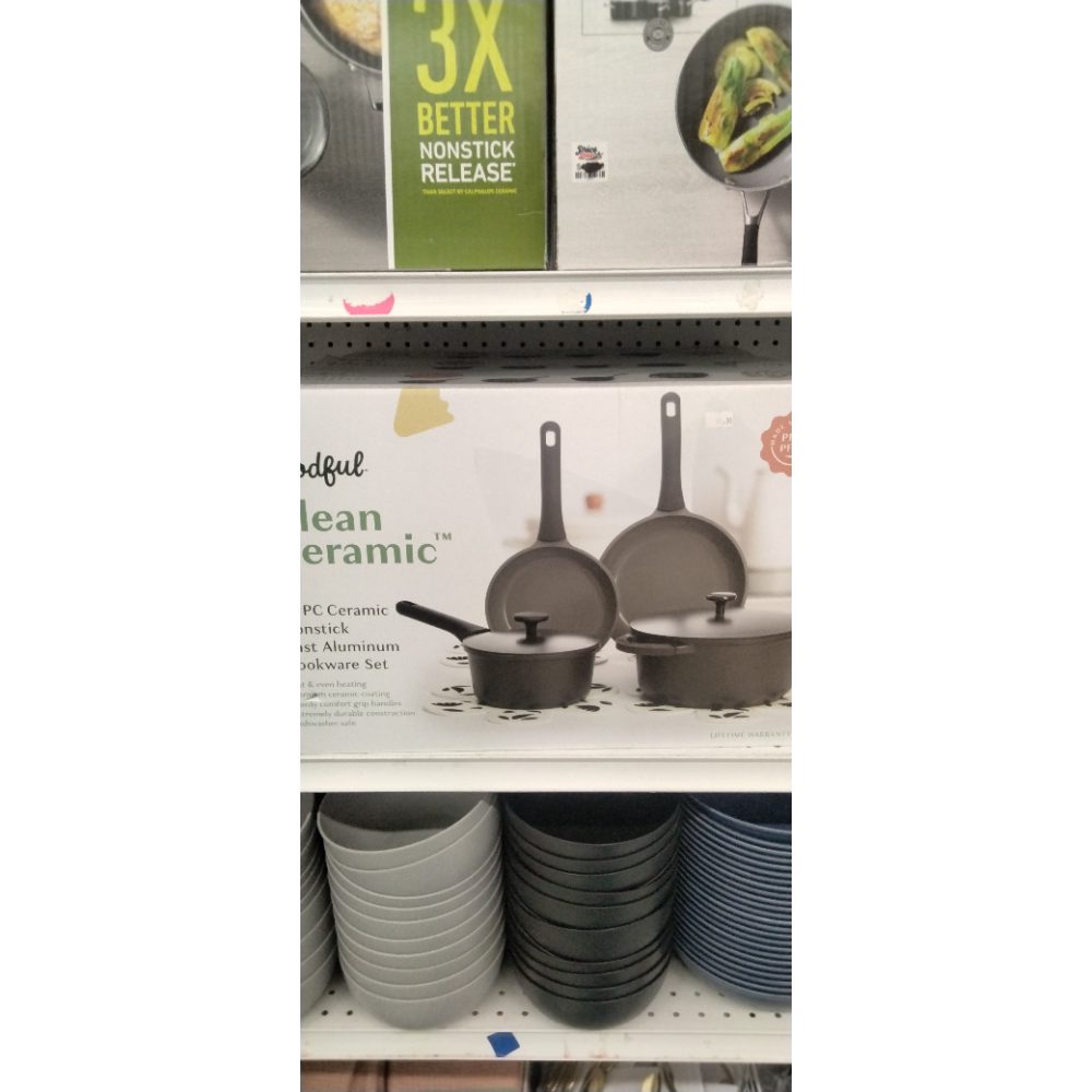 Goodful 10pc Cast Aluminum, Ceramic Cookware Set Charcoal