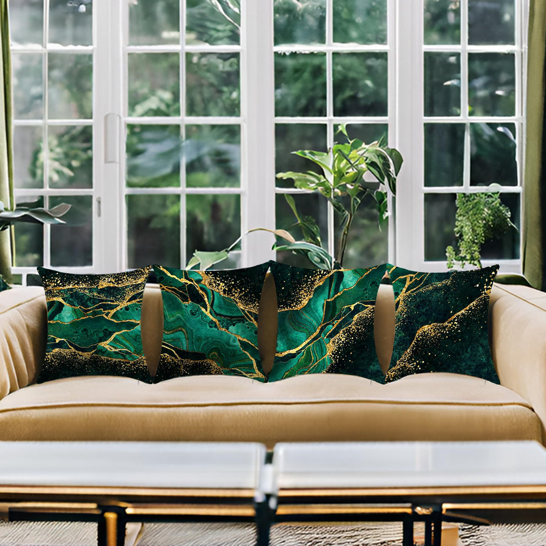 YAJTJX Marble Texture Sofa Throw Pillow Covers Blue Gray and Gold Decorative Pillow Covers 18x18 lnch Set of 4 Home Decor Living Room Sofa Couch Bed Cushion Cover Pillowcase