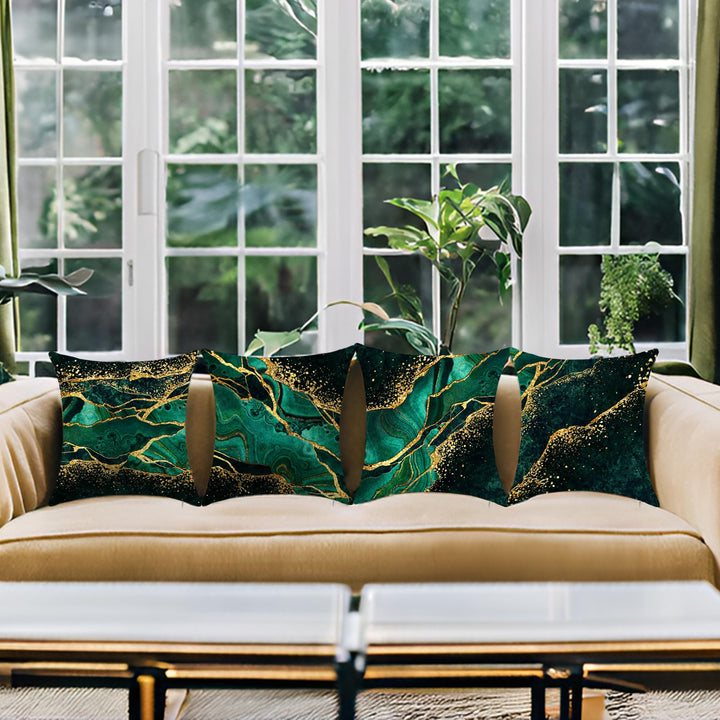 YAJTJX Marble Texture Sofa Throw Pillow Covers Blue Gray and Gold Decorative Pillow Covers 18x18 lnch Set of 4 Home Decor Living Room Sofa Couch Bed Cushion Cover Pillowcase