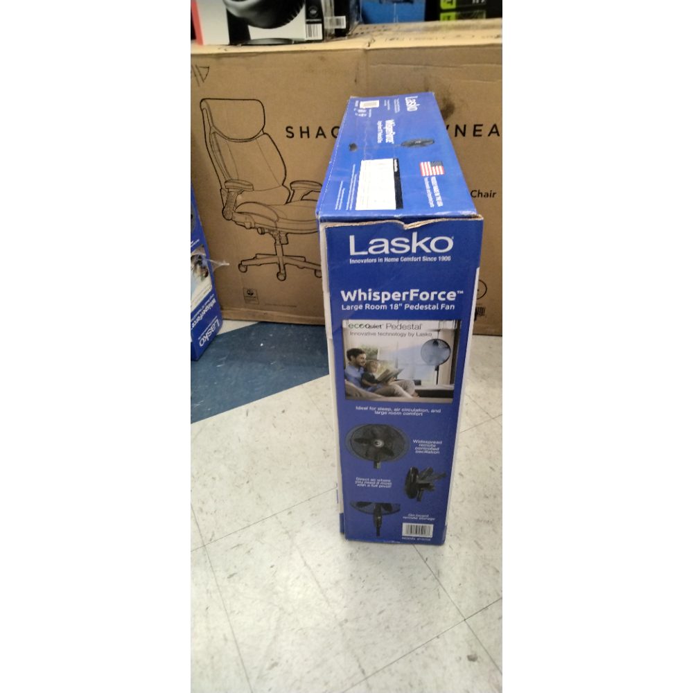 Lasko Oscillating 18-inch EcoQuiet DC Motor 12-Speed Pedestal Fan with Remote Control, Black, S18708, Large