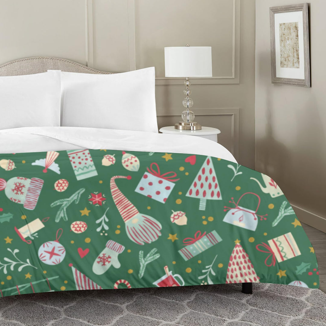 Christmas Duvet Cover Set, Christmas Theme Santa Claus/Snowmen/Snowflakes Pattern Tree/Letter Printed Pattern Down Duvet Cover Three Piece Set, Holiday New Year Gift Bedroom Decor(Twin Green)