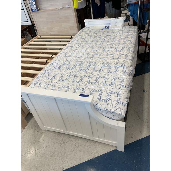 White Bed Frame, Bed Frame with Mattress, Game Controller Print  mattress not included Retail $250.00
