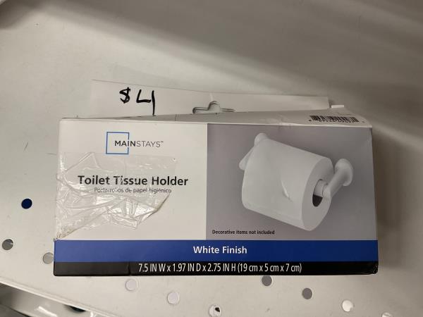 Mainstays Oval Style Wall Mounted Toilet Paper Holder  White Finish Retail $5.80