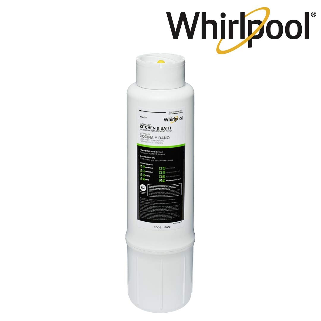 Whirlpool WHAFFS Sink Water Filtration System | Sleek Fit for Kitchen and Bathroom | Easy to Replace UltraEase Filter Cartridges, Blue