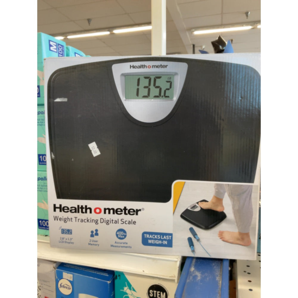 Weight Tracking LCD Bathroom Scale, Black, 350lbs Capacity, AAA Battery Powered