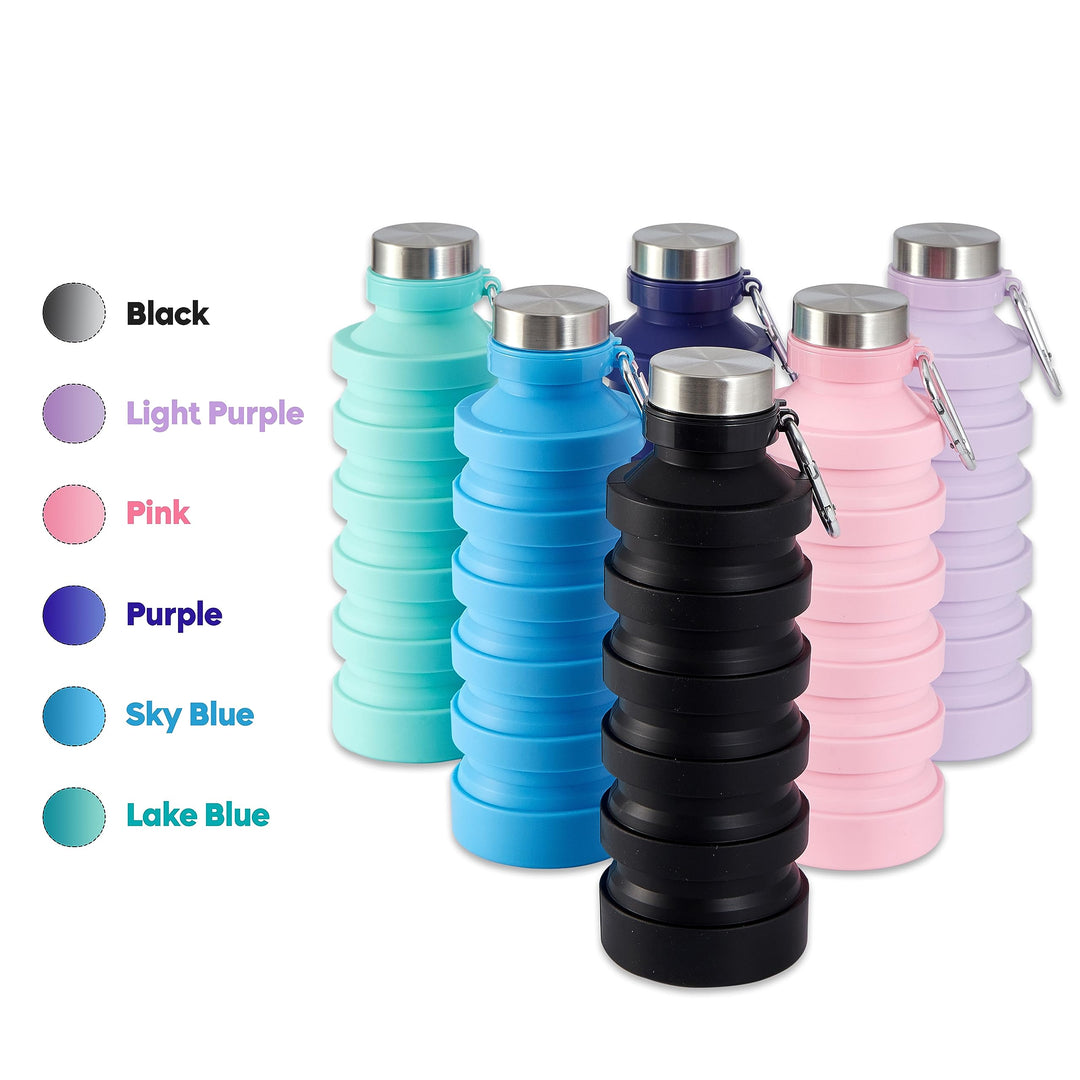Giraffe Creation Collapsible Water Bottle, Reusable BPA Free Silicone, Leak Proof Foldable Water Bottle for Travel Camping Hiking, Pink