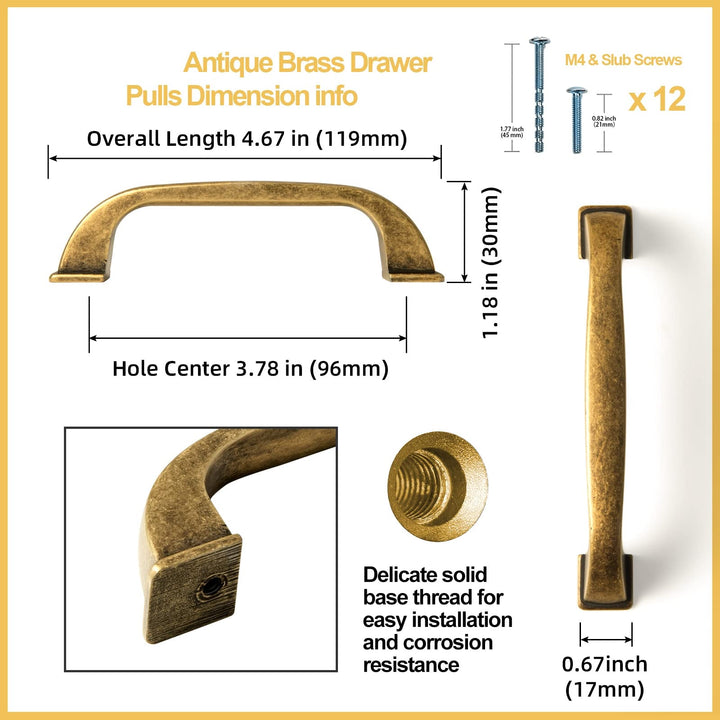 Yanxia Brushed Brass Cabinet Handles, Modern Drawer Pulls for Kitchen, Cabinet Hardware for Bedroom, 7-9/16 Inches Center to Center, 6 Pack (Model 8257)