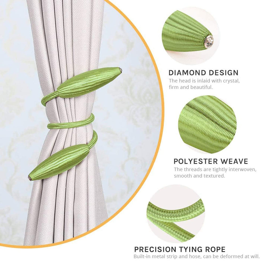 BAOANHLIFE Curtain Tiebacks Curtain Holders Clips | Curtain Ties for Drapes | Curtain Holdbacks | Curtain Tie Backs for Curtains 2 Pack | 65cm/25.60in Non-Slip Creative Window Decorative Home (Green)