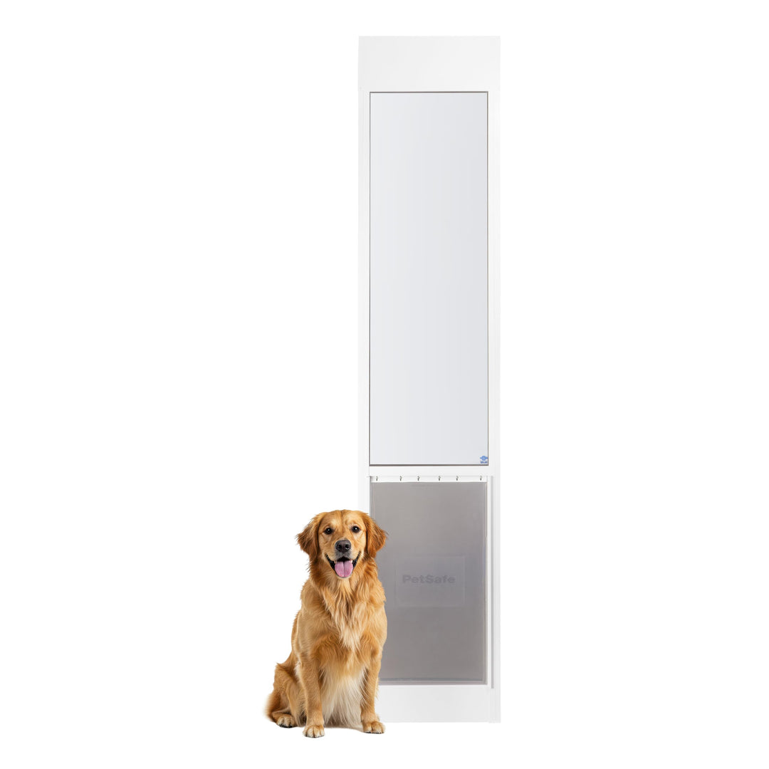 PetSafe Sliding Glass Pet Door - No-Cut DIY Install Doggy Door for Renters - Aluminum Frame - Adjustable Height 75 7/8" to 81" - Ideal for Extra Large Dogs Up to 220 lb - White