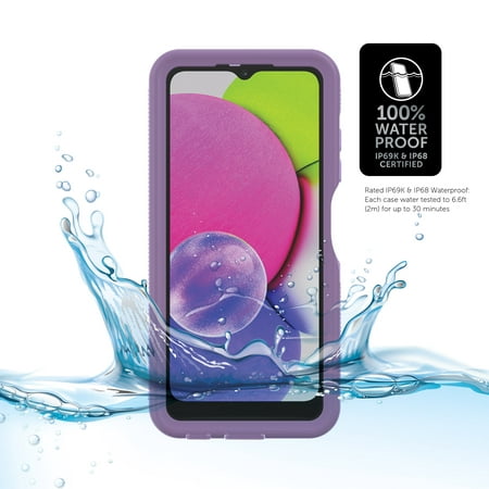 Body Glove Tidal Waterproof Phone Case for Samsung Galaxy A03s - Purple/Clear Retail $19.88