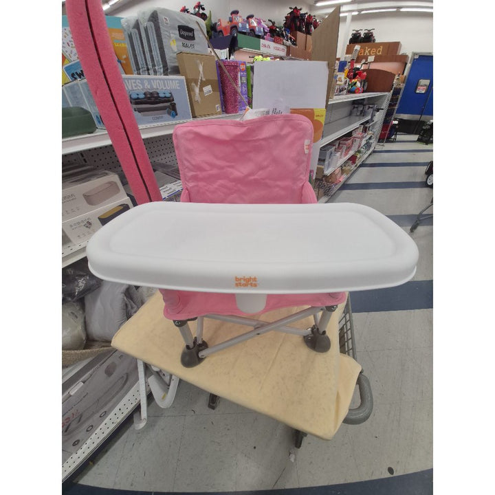 Bright Starts Pop 'N Sit Portable Booster Seat - Lightweight, Indoor/Outdoor, Pink