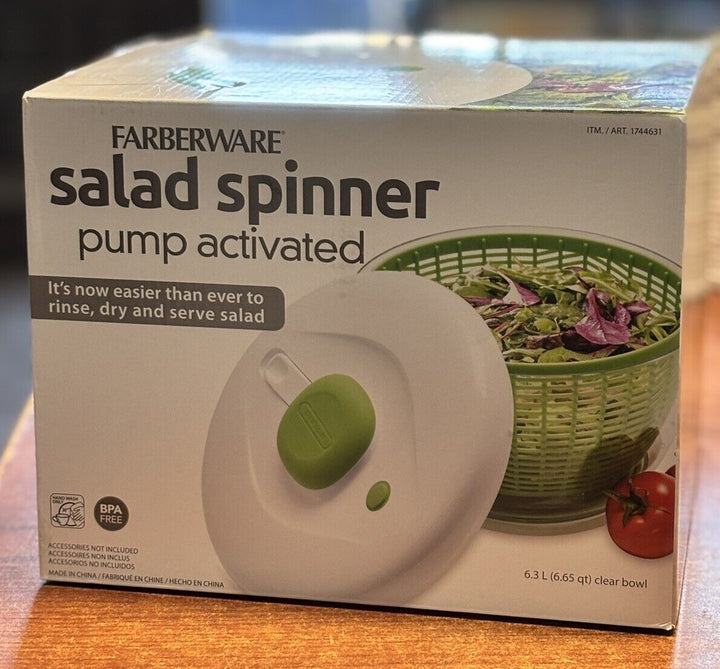 Farberware Pro Pump Salad Spinner with Bowl, Colander & Built in Draining System Retail $33.98