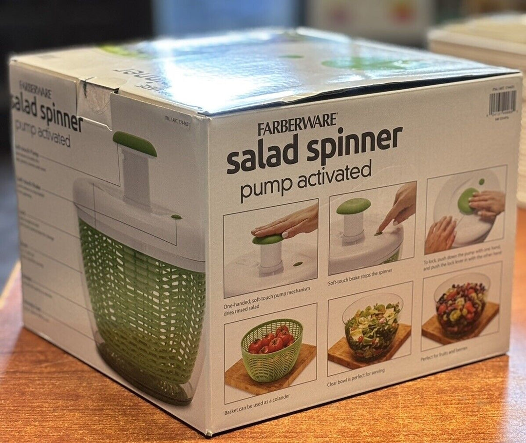 Farberware Pro Pump Salad Spinner with Bowl, Colander & Built in Draining System Retail $33.98