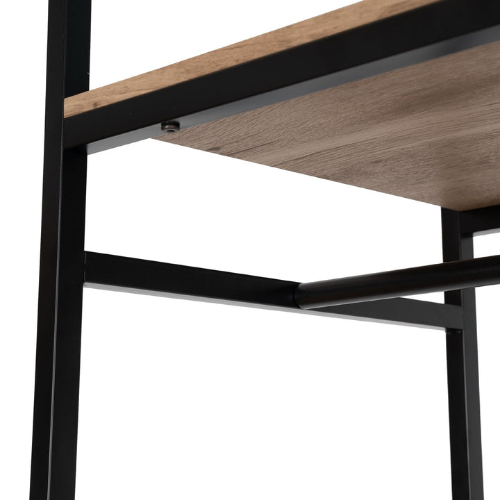 Freestanding Metal 2-Rod Garment Rack with 4 Wooden Shelves, Black Retail $106.00