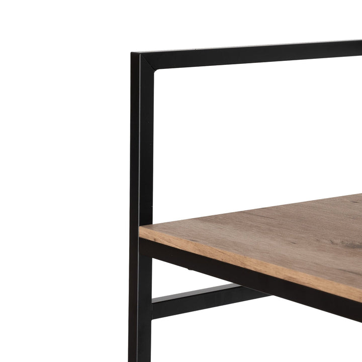 Freestanding Metal 2-Rod Garment Rack with 4 Wooden Shelves, Black Retail $106.00