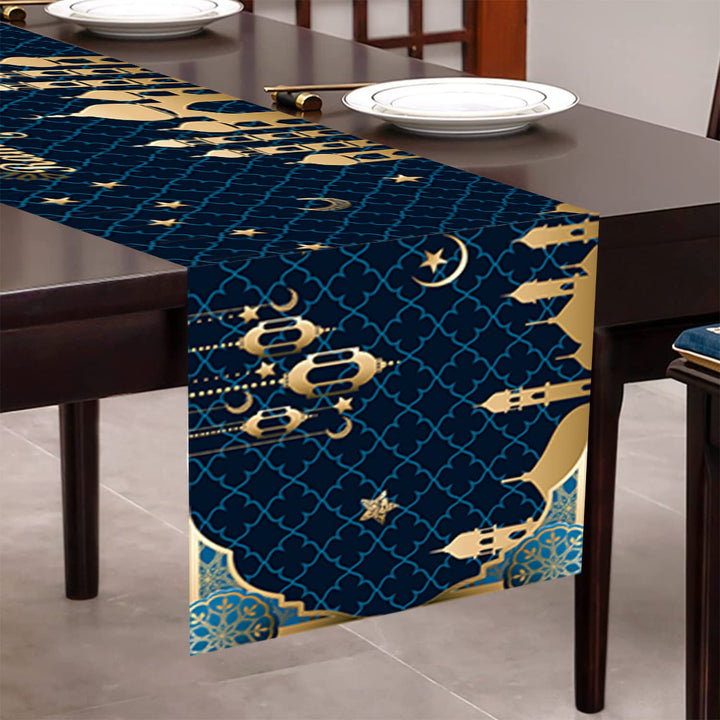 Ramadan Mubarak Table Runner Table Decorations - Ramadan Mosque Lantern Islamic Happy Ramadan Mubarak 2025 Party Supplies Decorations, 13.8x71 inches
