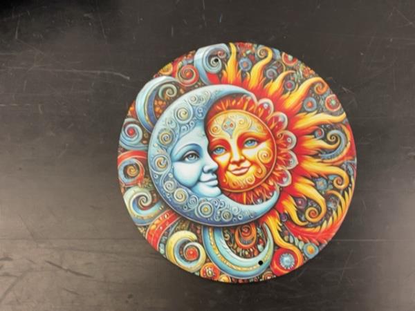 Sun and Moon Celestial Art - Round Metal Wall Decor Retail $3.98