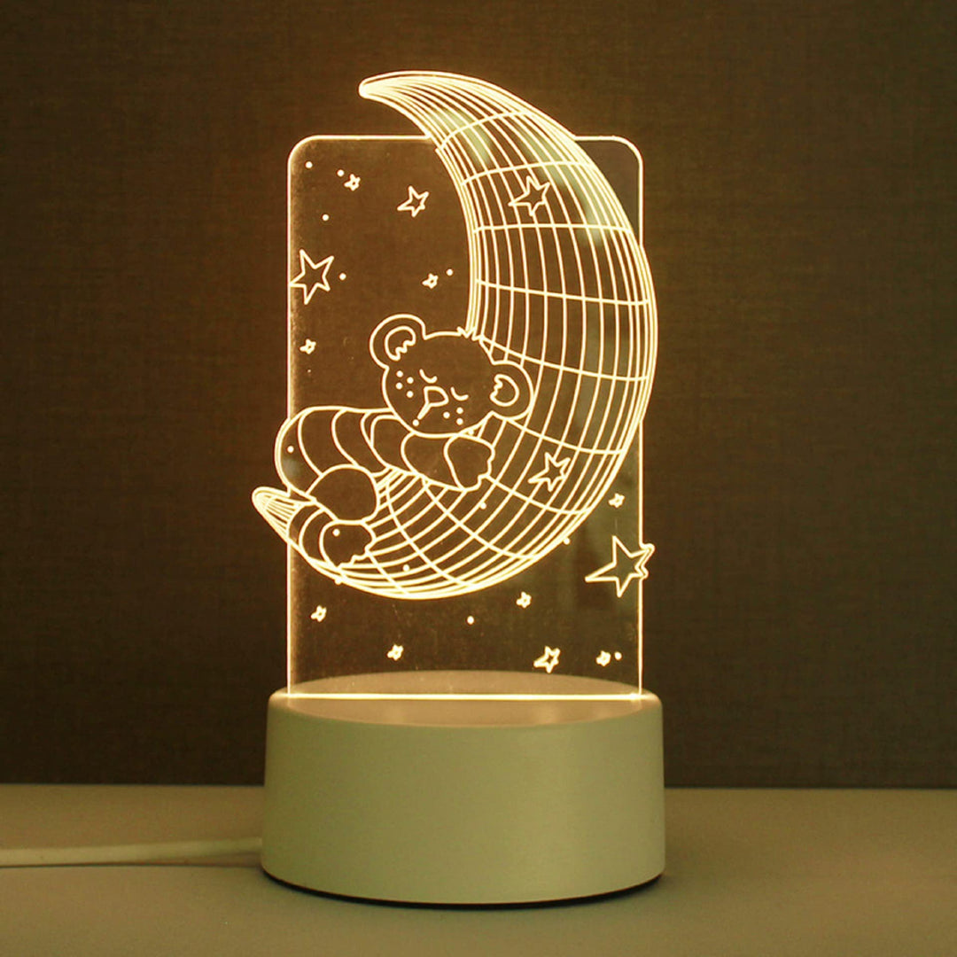 CUICANSHANG MoonBear Illusion Lamp Night Light for Kids LED Table Lamp Night Lamp Bedroom Decoration Holiday Presents Birthday Gifts for Children Boys Girls