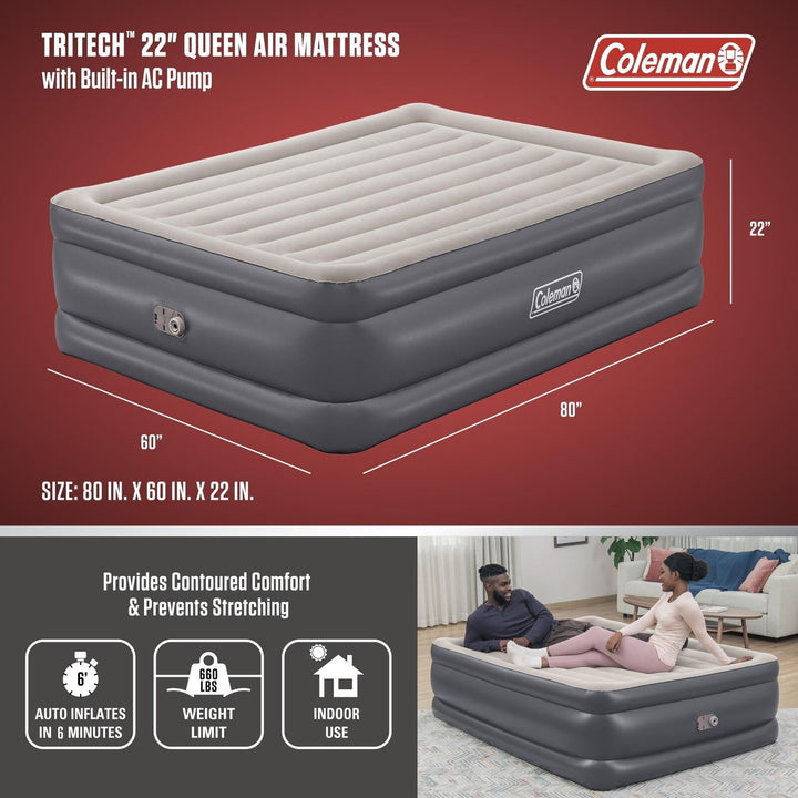 Coleman Tritech Air Mattress Queen 22” with Built-in AC Pump Retail $84.77