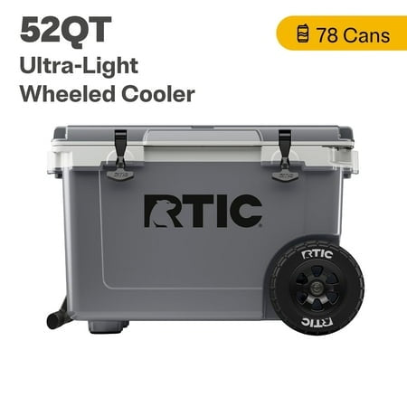 RTIC 52 QT Ultra-Light Wheeled Hard-Sided Ice Chest Cooler  Fits 78 Cans  Dark Grey & Cool Grey Retail $299.99