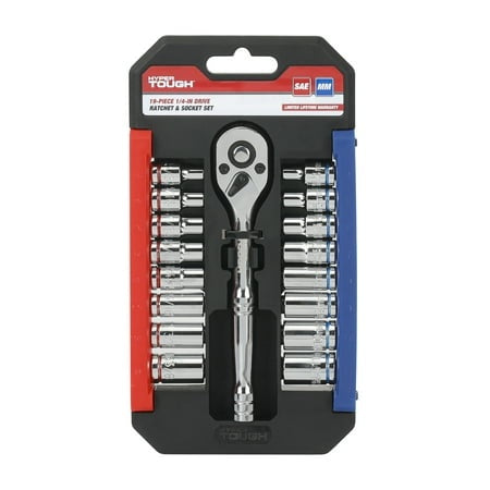 Hyper Tough 19 Piece 1/4 Inch Drive Ratchet and Socket Set Retail $15.44