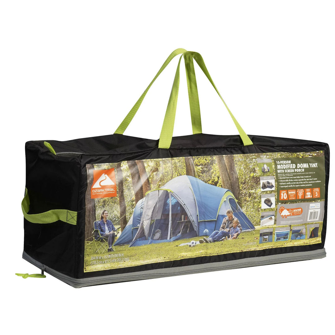 Ozark Trail 10-Person Dome Tent with Screen Porch Ã¢â‚¬â€œ 3-Room Family Camping Tent with Weather Protection
