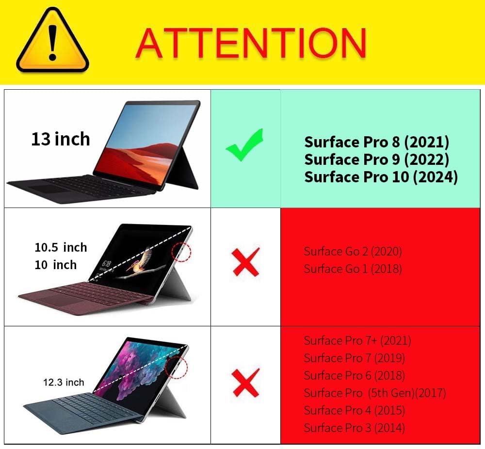 forubar case for Microsoft Surface Pro 10 for Business (2024 Release), Folding Sleeve Cover Accessories PU Leather Shell Protectiv Case, Compatible with Type Cover Keyboard, (Dark Blue)