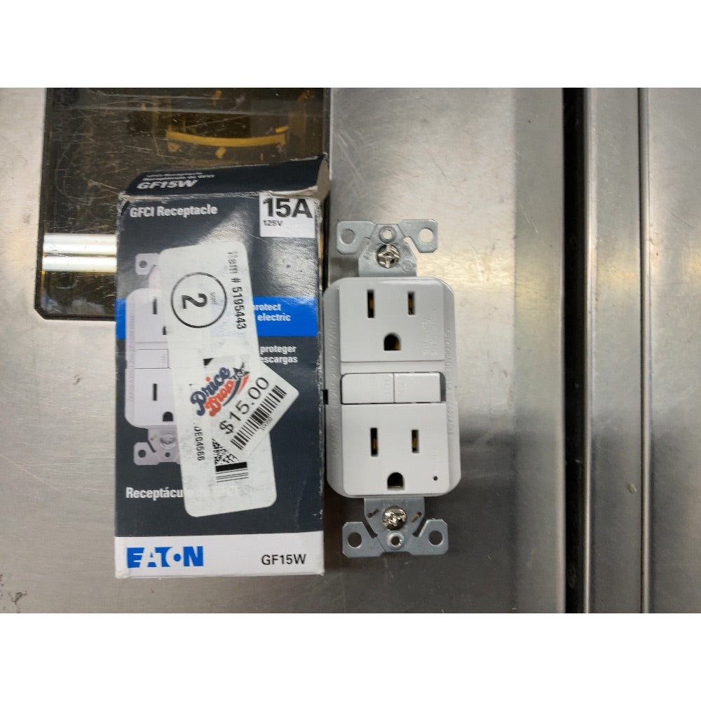 Eaton GF15W GFCI Receptacle - 15A 125V, White