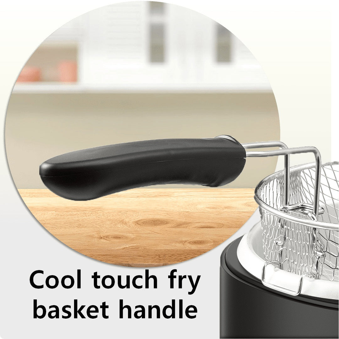 Mainstays 2QT Black Round Deep Fryer with Detachable Basket Thermostat Retail $29.42