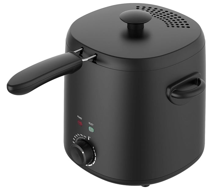 Mainstays 2QT Black Round Deep Fryer with Detachable Basket Thermostat Retail $29.42