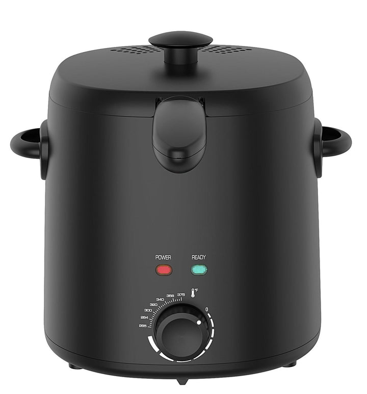 Mainstays 2QT Black Round Deep Fryer with Detachable Basket Thermostat Retail $29.42