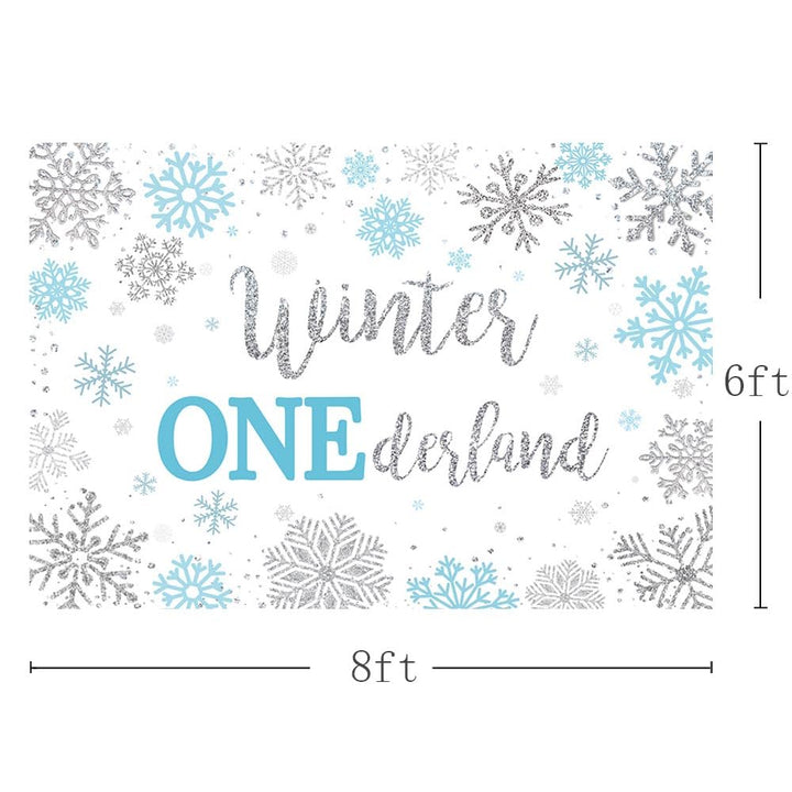 AIBIIN 8x6ft Winter Onederland Birthday Backdrop Blue Sliver Snowflake 1st Bday Photography Background Christmas Snowflake Kids First Bday Party Decorations Cake Smash Decor Photo Studio Props