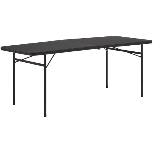 Mainstays 6 Foot Bi-Fold Plastic Folding Table  Black Retail $49.47