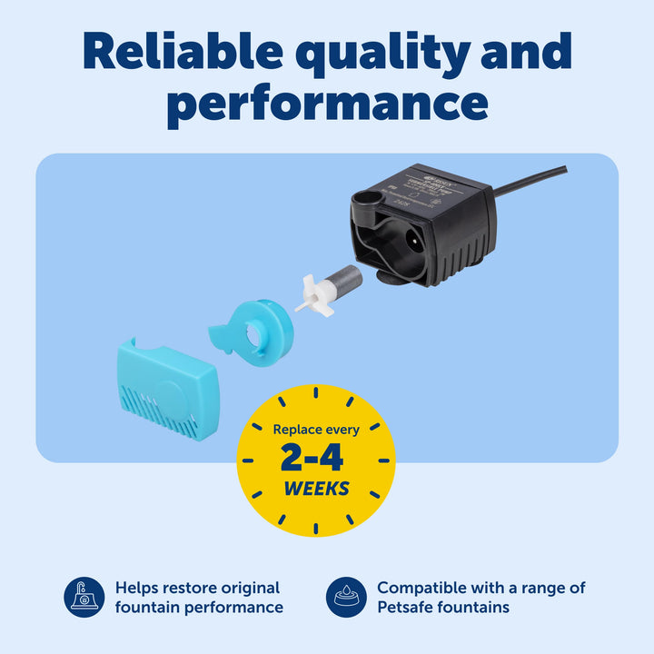 PetSafe Replacement Pump, Submersible, Quiet Operation, Compatible with Drinkwell Ceramic, Stainless Steel, 360 Pet Water Fountains (PAC00-13206)