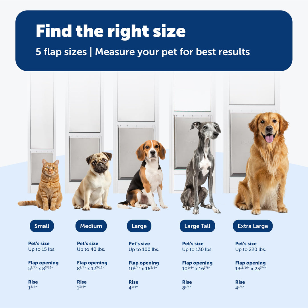 PetSafe Sliding Glass Pet Door - No-Cut DIY Install Doggy Door for Renters - Aluminum Frame - Adjustable Height 75 7/8" to 81" - Ideal for Extra Large Dogs Up to 220 lb - White